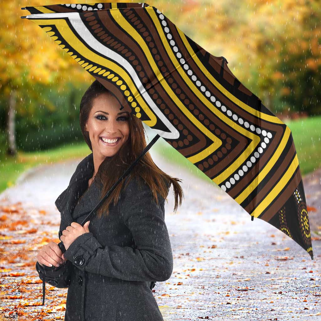 Hawthorn Hawks Umbrella Indigenous Monochrome Dot Art Mascot Style