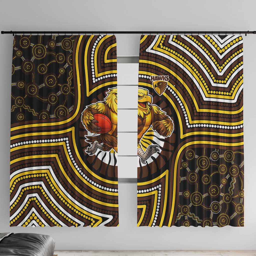 Hawthorn Hawks Window Curtain Indigenous Monochrome Dot Art Mascot Style