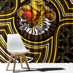Hawthorn Hawks Window Curtain Indigenous Monochrome Dot Art Mascot Style
