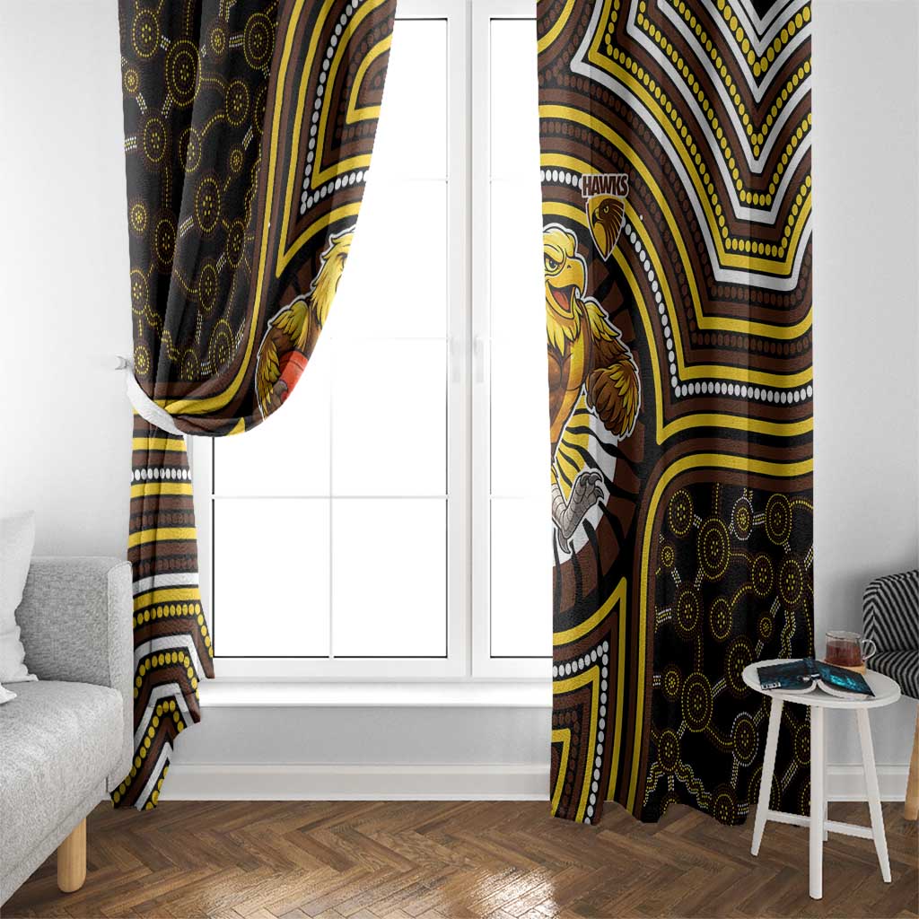 Hawthorn Hawks Window Curtain Indigenous Monochrome Dot Art Mascot Style