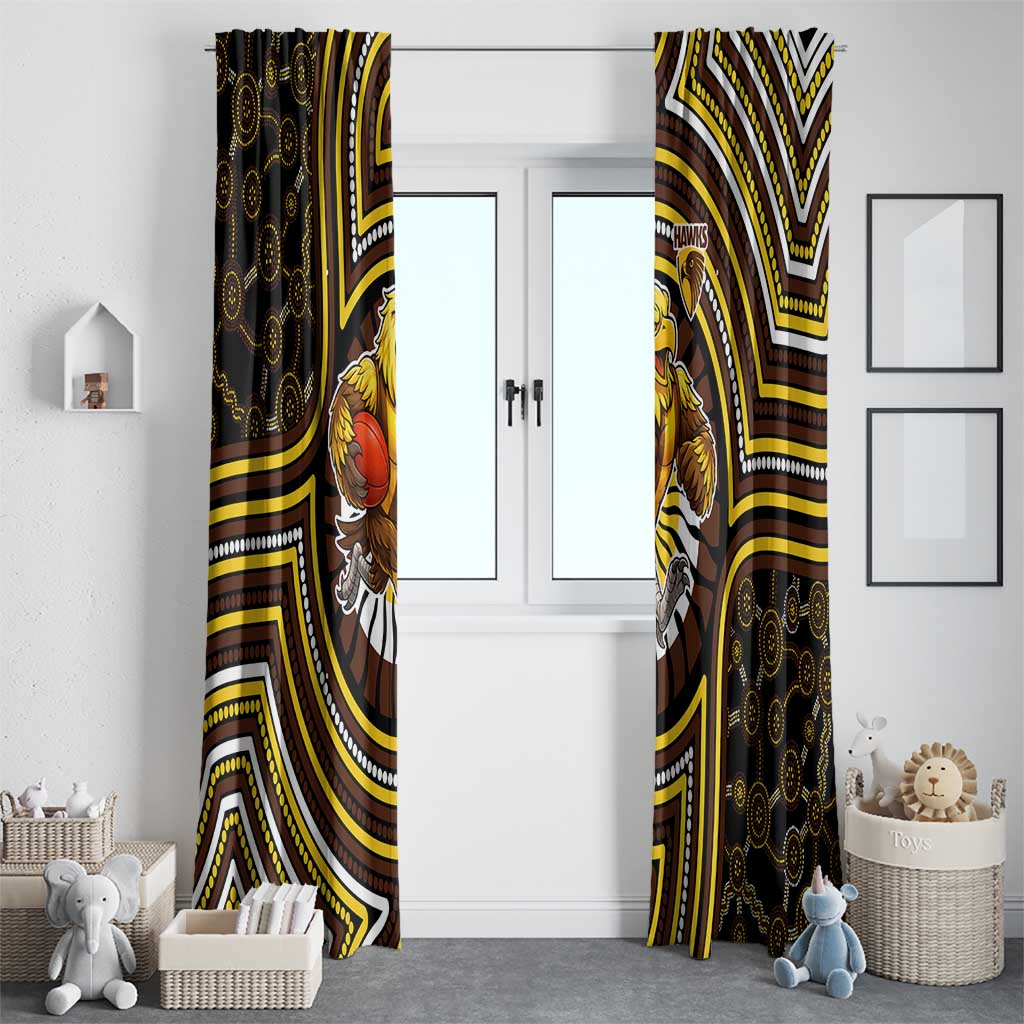Hawthorn Hawks Window Curtain Indigenous Monochrome Dot Art Mascot Style