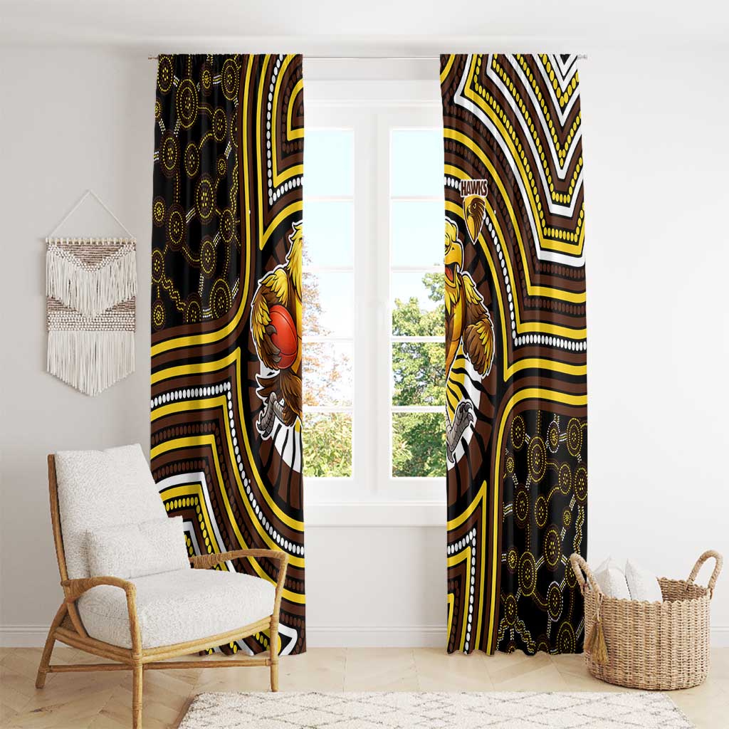 Hawthorn Hawks Window Curtain Indigenous Monochrome Dot Art Mascot Style