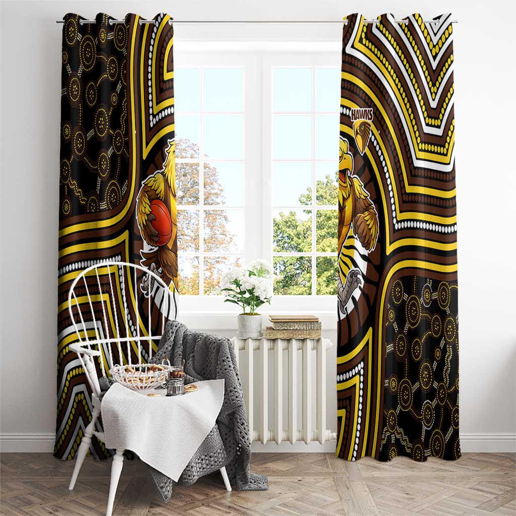 Hawthorn Hawks Window Curtain Indigenous Monochrome Dot Art Mascot Style