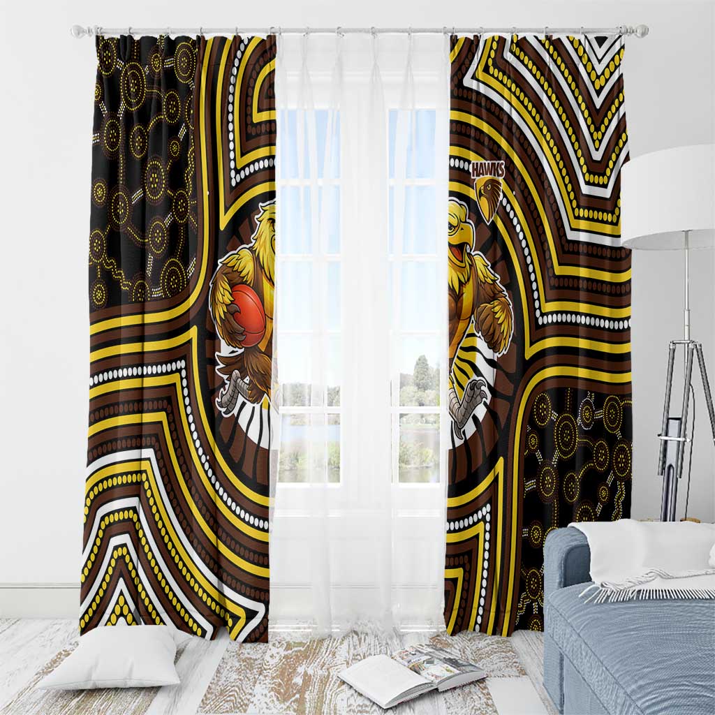 Hawthorn Hawks Window Curtain Indigenous Monochrome Dot Art Mascot Style