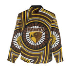 Hawthorn Hawks Women Casual Shirt Indigenous Monochrome Dot Art Mascot Style