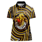 Hawthorn Hawks Women Polo Shirt Indigenous Monochrome Dot Art Mascot Style