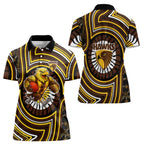 Hawthorn Hawks Women Polo Shirt Indigenous Monochrome Dot Art Mascot Style
