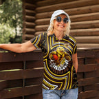 Hawthorn Hawks Women Polo Shirt Indigenous Monochrome Dot Art Mascot Style