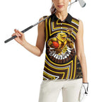 Hawthorn Hawks Women Sleeveless Polo Shirt Indigenous Monochrome Dot Art Mascot Style