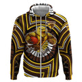 Hawthorn Hawks Zip Hoodie Indigenous Monochrome Dot Art Mascot Style