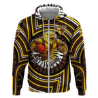 Hawthorn Hawks Zip Hoodie Indigenous Monochrome Dot Art Mascot Style