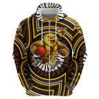 Hawthorn Hawks Zip Hoodie Indigenous Monochrome Dot Art Mascot Style