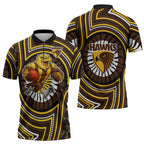 Hawthorn Hawks Zipper Polo Shirt Indigenous Monochrome Dot Art Mascot Style