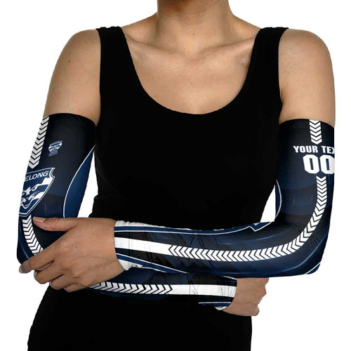 Personalized Geelong Cats Arm Sleeves Modern Geometric Sports Graphic Style