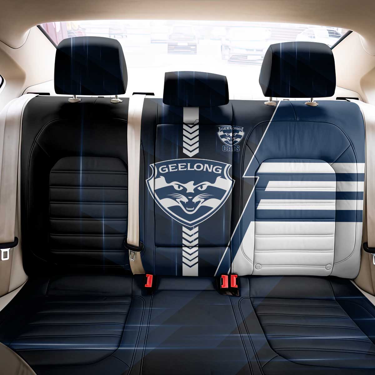 Geelong Cats Back Car Seat Cover Modern Geometric Sports Graphic Style