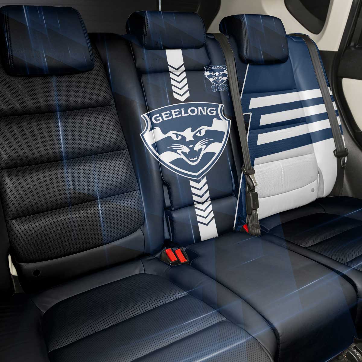 Geelong Cats Back Car Seat Cover Modern Geometric Sports Graphic Style