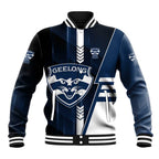 Personalized Geelong Cats Baseball Jacket Modern Geometric Sports Graphic Style