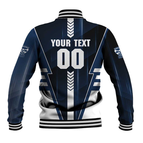 Personalized Geelong Cats Baseball Jacket Modern Geometric Sports Graphic Style