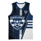 Personalized Geelong Cats Basketball Jersey Modern Geometric Sports Graphic Style