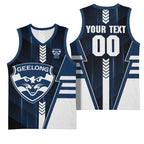 Personalized Geelong Cats Basketball Jersey Modern Geometric Sports Graphic Style