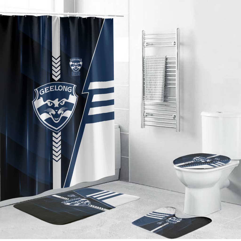 Geelong Cats Bathroom Set Modern Geometric Sports Graphic Style