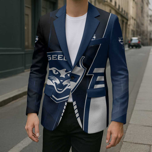 Personalized Geelong Cats Blazer Modern Geometric Sports Graphic Style