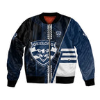 Personalized Geelong Cats Bomber Jacket Modern Geometric Sports Graphic Style