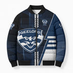 Personalized Geelong Cats Bomber Puffer Jacket Modern Geometric Sports Graphic Style
