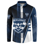 Personalized Geelong Cats Button Sweatshirt Modern Geometric Sports Graphic Style