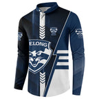 Personalized Geelong Cats Button Sweatshirt Modern Geometric Sports Graphic Style