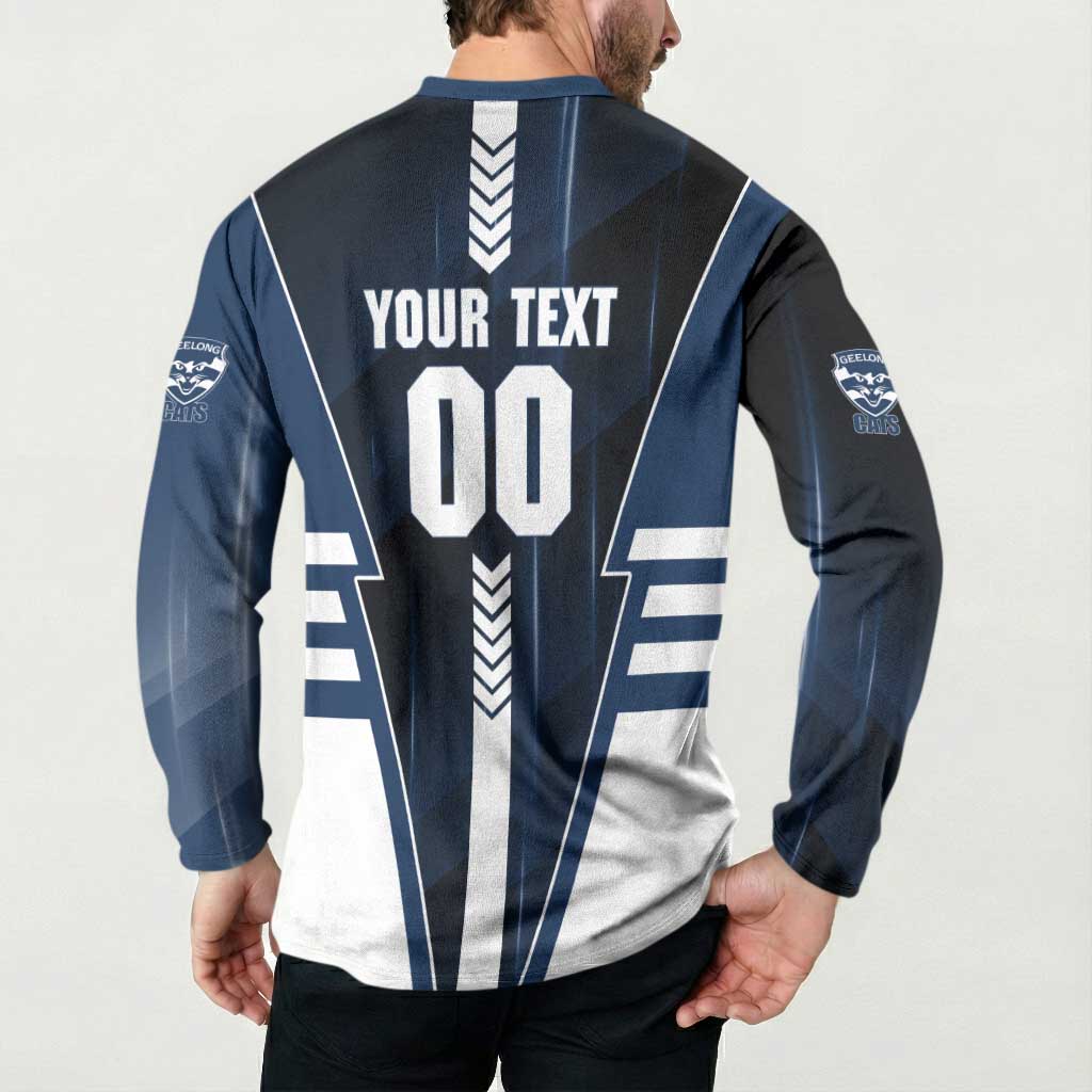 Personalized Geelong Cats Button Sweatshirt Modern Geometric Sports Graphic Style