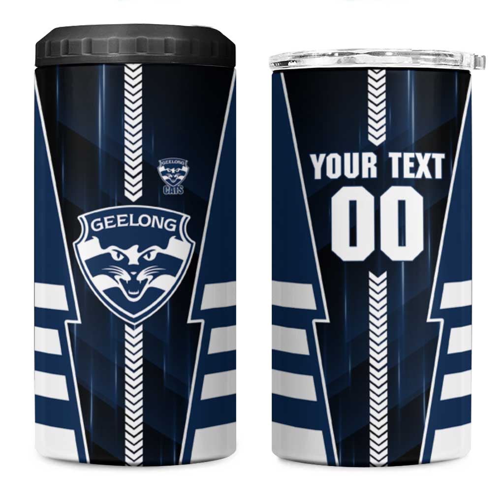Personalized Geelong Cats 4 in 1 Can Cooler Tumbler Modern Geometric Sports Graphic Style