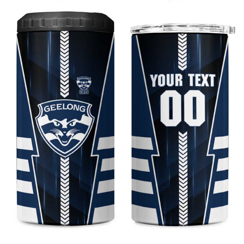 Personalized Geelong Cats 4 in 1 Can Cooler Tumbler Modern Geometric Sports Graphic Style