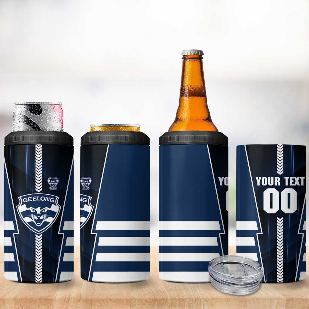 Personalized Geelong Cats 4 in 1 Can Cooler Tumbler Modern Geometric Sports Graphic Style