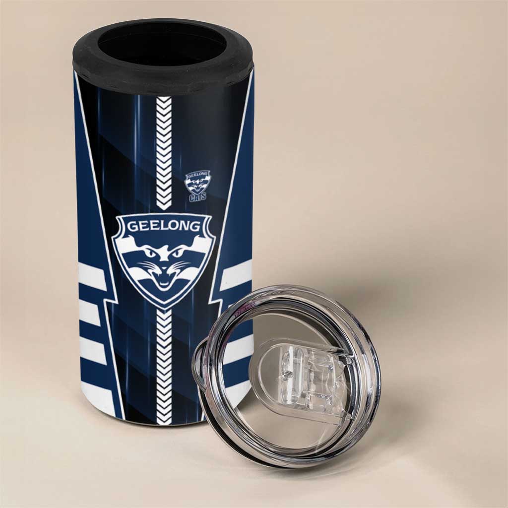 Personalized Geelong Cats 4 in 1 Can Cooler Tumbler Modern Geometric Sports Graphic Style