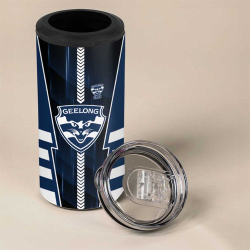 Personalized Geelong Cats 4 in 1 Can Cooler Tumbler Modern Geometric Sports Graphic Style