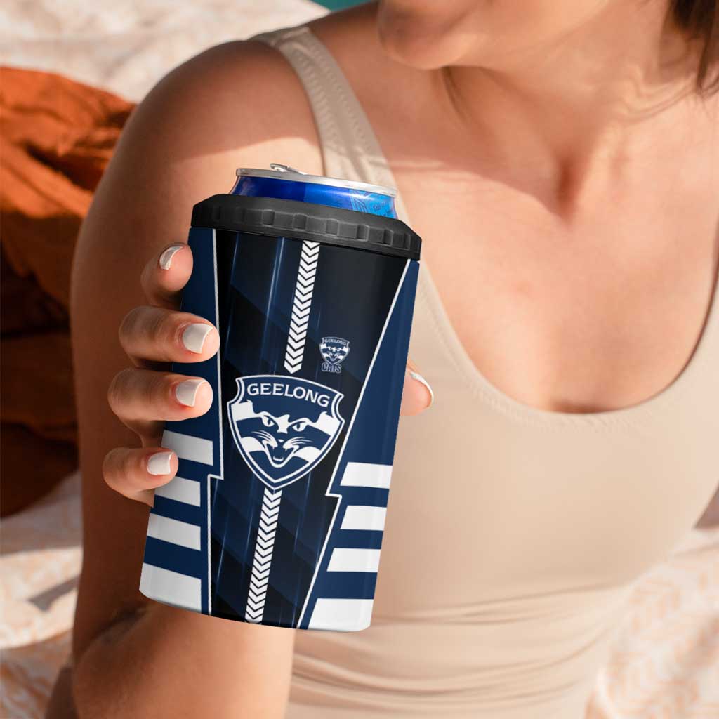 Personalized Geelong Cats 4 in 1 Can Cooler Tumbler Modern Geometric Sports Graphic Style