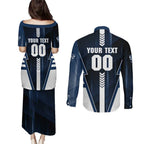 Personalized Geelong Cats Couples Matching Puletasi and Long Sleeve Button Shirt Modern Geometric Sports Graphic Style
