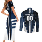 Personalized Geelong Cats Couples Matching Short Sleeve Bodycon Dress and Long Sleeve Button Shirt Modern Geometric Sports Graphic Style