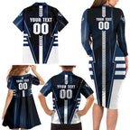 Personalized Geelong Cats Family Matching Long Sleeve Bodycon Dress and Hawaiian Shirt Modern Geometric Sports Graphic Style