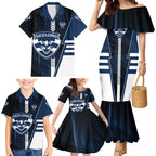 Personalized Geelong Cats Family Matching Mermaid Dress and Hawaiian Shirt Modern Geometric Sports Graphic Style