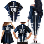 Personalized Geelong Cats Family Matching Off The Shoulder Long Sleeve Dress and Hawaiian Shirt Modern Geometric Sports Graphic Style