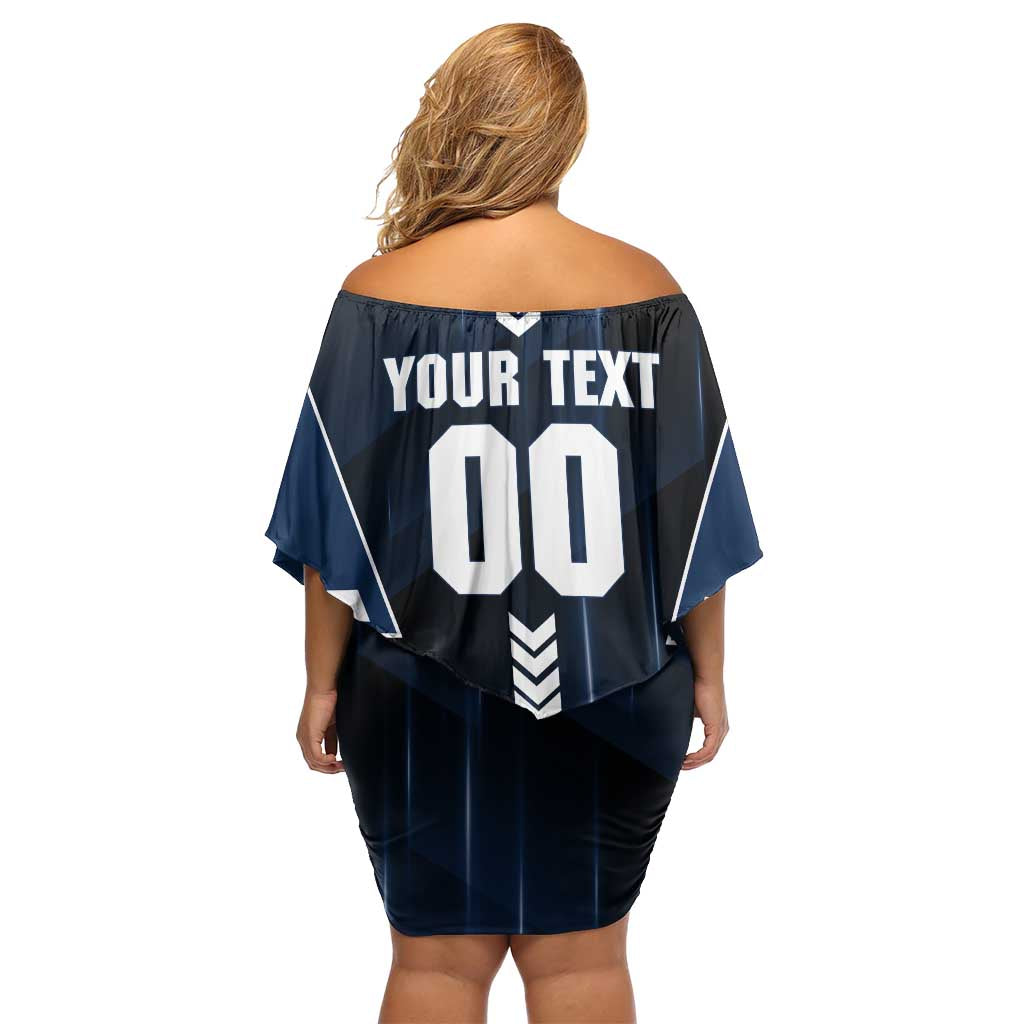 Personalized Geelong Cats Family Matching Off Shoulder Short Dress and Hawaiian Shirt Modern Geometric Sports Graphic Style