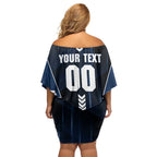 Personalized Geelong Cats Family Matching Off Shoulder Short Dress and Hawaiian Shirt Modern Geometric Sports Graphic Style