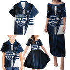 Personalized Geelong Cats Family Matching Puletasi and Hawaiian Shirt Modern Geometric Sports Graphic Style