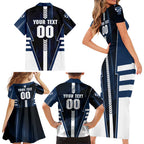 Personalized Geelong Cats Family Matching Short Sleeve Bodycon Dress and Hawaiian Shirt Modern Geometric Sports Graphic Style