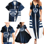 Personalized Geelong Cats Family Matching Summer Maxi Dress and Hawaiian Shirt Modern Geometric Sports Graphic Style