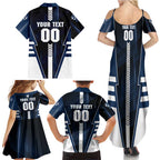 Personalized Geelong Cats Family Matching Summer Maxi Dress and Hawaiian Shirt Modern Geometric Sports Graphic Style