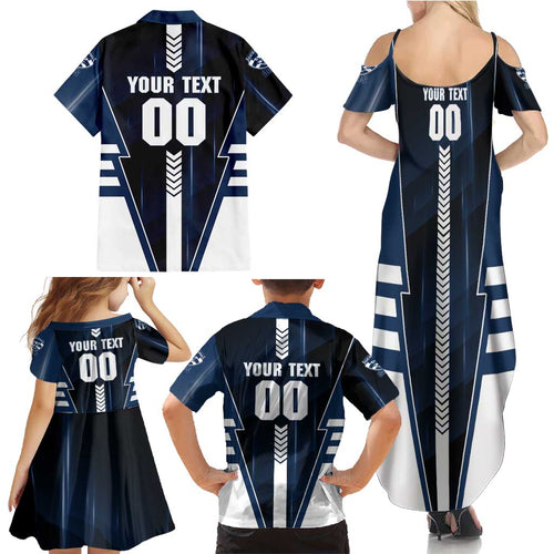Personalized Geelong Cats Family Matching Summer Maxi Dress and Hawaiian Shirt Modern Geometric Sports Graphic Style