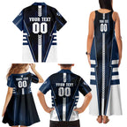 Personalized Geelong Cats Family Matching Tank Maxi Dress and Hawaiian Shirt Modern Geometric Sports Graphic Style